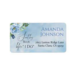 Etiqueta Elegante Algo Floral Azul Ducha Bridal
