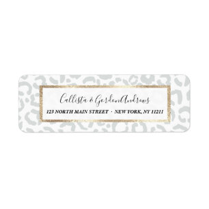 Etiqueta Elegante animal de leopardo gris blanco