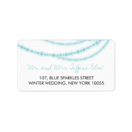 Etiqueta Elegante Aqua Sparkles Glow Strands Dirección Boda