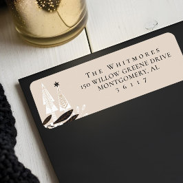 Etiqueta Elegante Árbol de Navidad Floral Evergreen