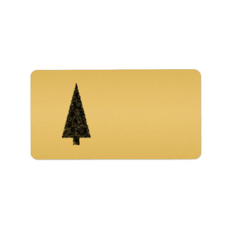 Etiqueta Elegante árbol de Navidad. Negro y oro.