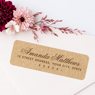Etiqueta Elegante aspecto de papel Kraft con dirección de r