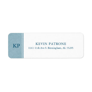 Etiqueta Elegante azul pálido   Texto azul mínimo