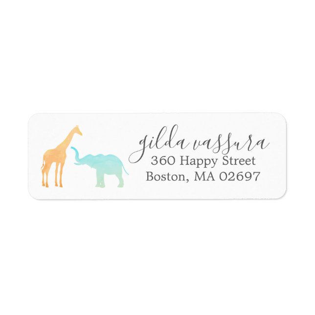 Etiqueta Elegante Baby Shower de la jirafa (Frente)