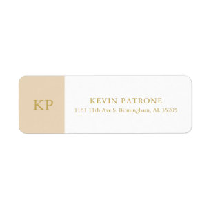 Etiqueta Elegante beige y blanco Texto mínimo de oro