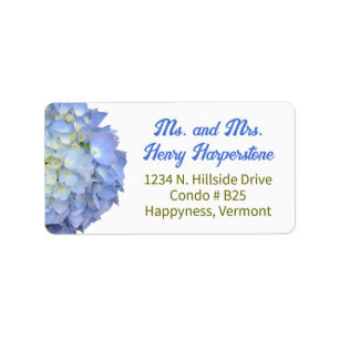 Etiqueta Elegante Blue Floral Hydrangea Wide Label