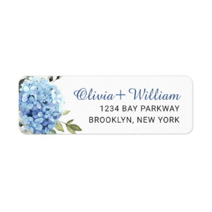 Etiqueta Elegante Blue Hydrangea Eucalyptus Dirección de Re