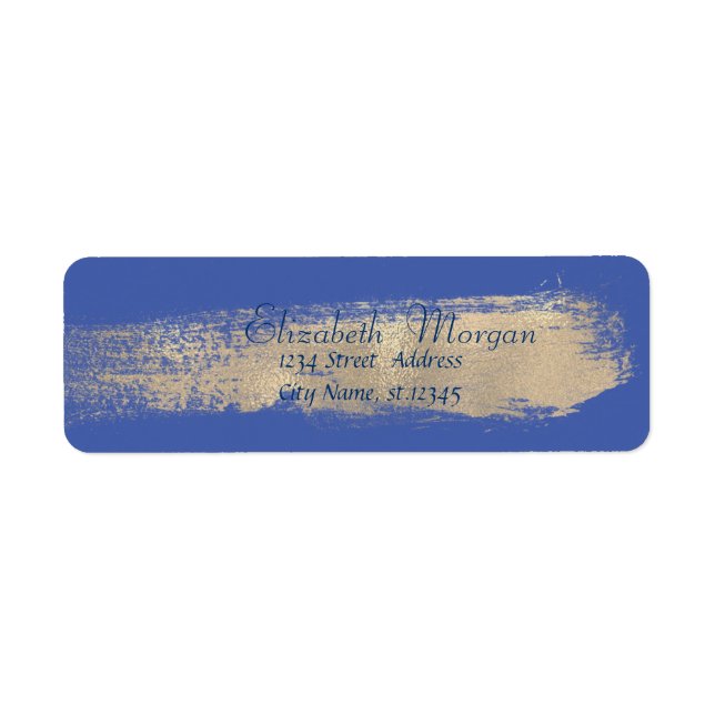 Etiqueta Elegante Blue Simple,Faux Gold Bruske (Frente)