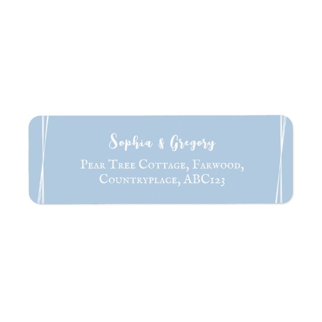 Etiqueta Elegante Boda Azul Claro Personalizada (Frente)