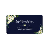 Elegante Boda blanco floral oscuro azul