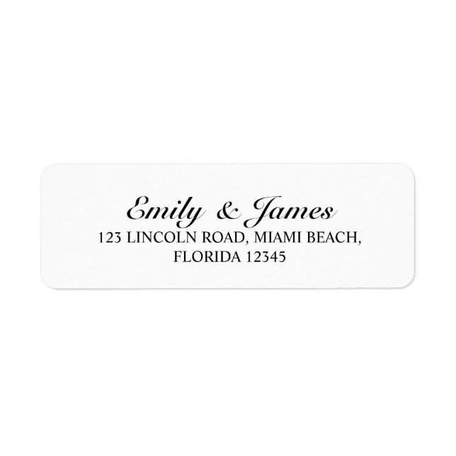 Etiqueta Elegante Boda blanco y negro (Frente)