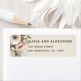Etiqueta Elegante boda boho floral suave acuarela de jardín