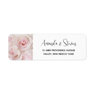 Etiqueta Elegante Boda Bouquet de rosas rosadas de época