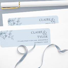 Etiqueta Elegante Boda Chic Azul Polvoriento