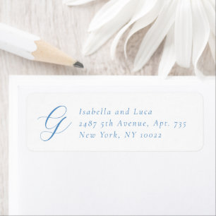 Etiqueta Elegante Boda Costera Chic de Azul y Blanco