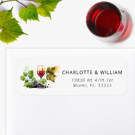 Etiqueta Elegante Boda de acuarela temática de vino