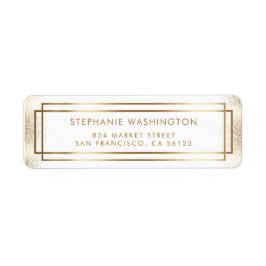 Etiqueta Elegante Boda de borde blanco y dorado