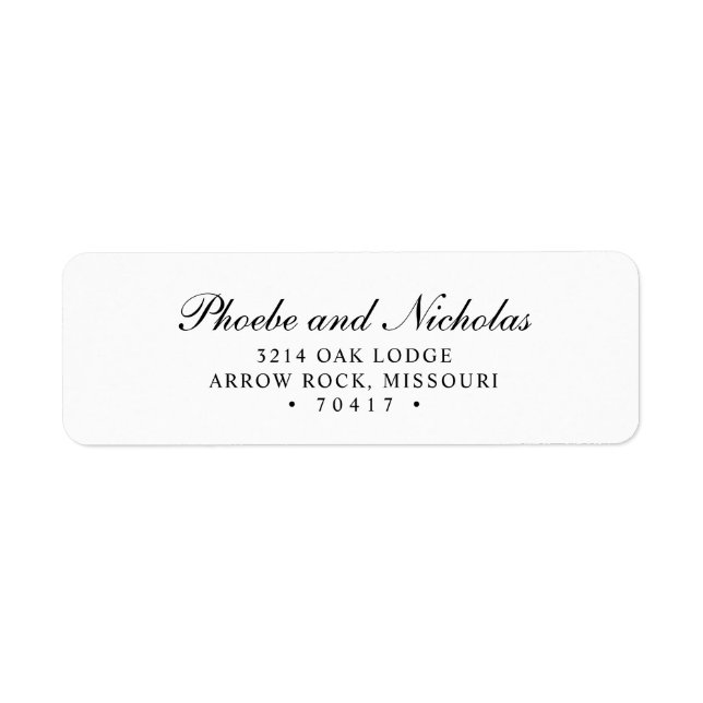 Etiqueta Elegante Boda de direcciones de retorno en blanco  (Frente)