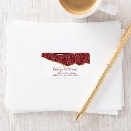 Etiqueta Elegante Boda del Agate de Borgoña y Oro