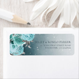 Etiqueta Elegante Boda Dusty Blue Floral