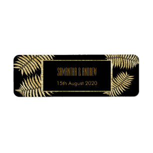 Etiqueta Elegante Boda Faux Gold Leaf Bracken