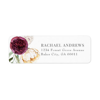 Etiqueta Elegante Boda Floral Borgoña Sage