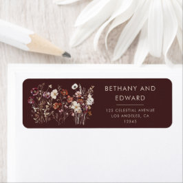 Etiqueta Elegante Boda floral marrón otoño