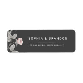 Etiqueta Elegante Boda floral rosa y gris oscuro de Rubor
