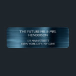 Etiqueta Elegante Boda Moderna con Holografía Metálica Azul<br><div class="desc">Etiqueta de dirección de devolución de boda elegante y moderna azul. El texto de esta pegatina de letra a mano con pincel se puede actualizar y personalizar con su nombre. Esta etiqueta de dirección de devolución es parte de una colección de boda a juego y se pueden solicitar artículos adicionales...</div>