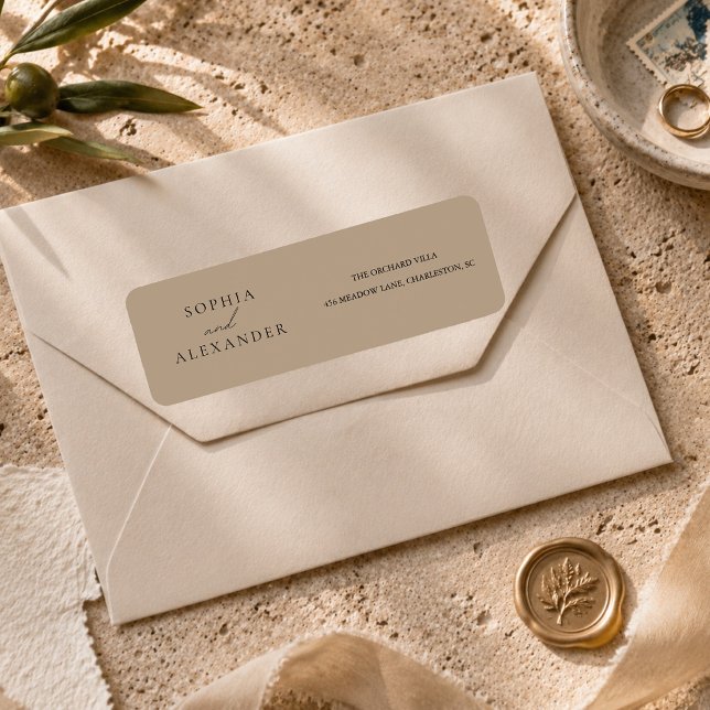 Etiqueta Elegante Boda Neutral Moderna (Subido por el creador)
