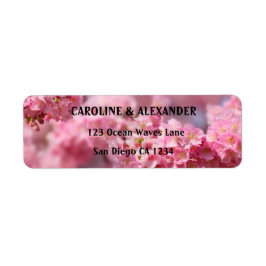 Etiqueta Elegante Boda rosa floral con flores de cerezo