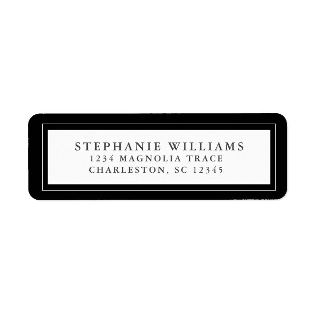 Etiqueta Elegante Boda RSVP Negro y Blanco (Frente)