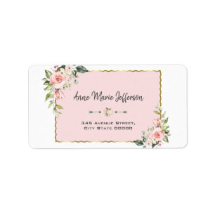 Etiqueta Elegante Boda Rubor Floral Gold