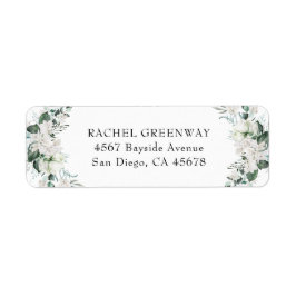 Etiqueta Elegante Boda verde azulado floral blanco turbio