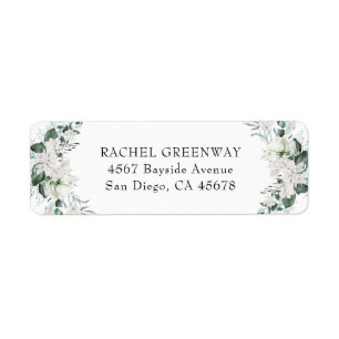 Etiqueta Elegante Boda verde azulado floral blanco turbio