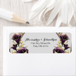Etiqueta Elegante Boda Violeta Púrpura Calla Lilies Retorno