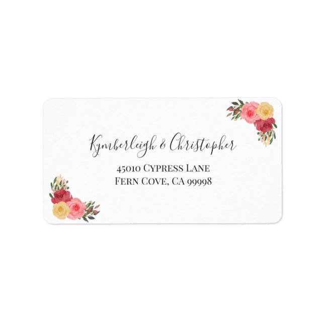 Etiqueta Elegante Boho Floral Wedding RSVP Dirección de Ret (Frente)