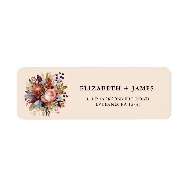 Etiqueta Elegante Boho Wildflower Acuarela Personalizada  (Frente)