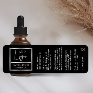 Etiqueta Elegante botella de aceite esencial de plata negra