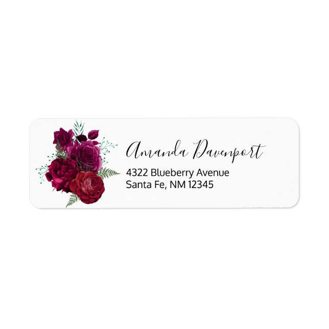 Etiqueta Elegante Bouquet Magenta Rosa Floral (Frente)