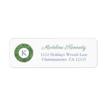 Elegante Boxwood Monogram Holidays Return Address