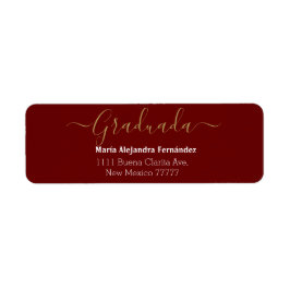 Etiqueta Elegante Burgundy Español | Año de Graduación Regr
