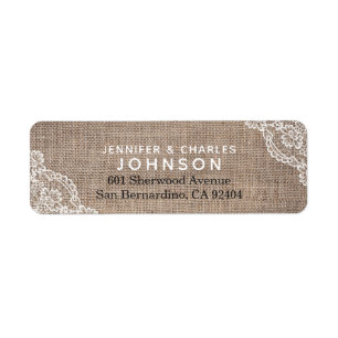 Etiqueta Elegante Burlap Lace Rústico País  