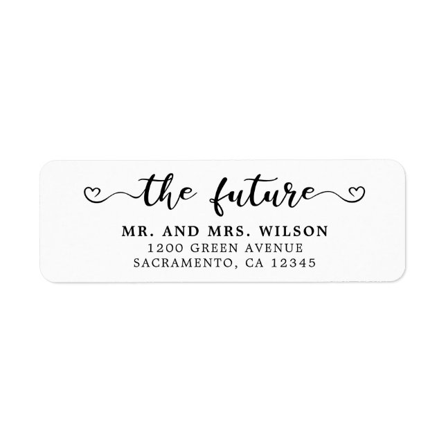 Etiqueta Elegante caligrafía Boda blanco y negro (Frente)