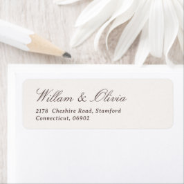 Etiqueta Elegante Caligrafía Bodas Crema y Marrón