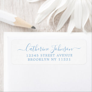 Etiqueta Elegante caligrafía de guion giratoria azul turbio