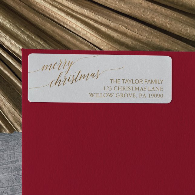 Etiqueta Elegante caligrafía de oro Feliz Navidad (Subido por el creador)
