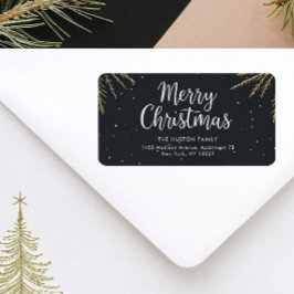 Etiqueta Elegante Caligrafía Feliz Navidad Dirección de Dev