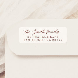 Etiqueta Elegante caligrafía moderna Nombre familiar rojo