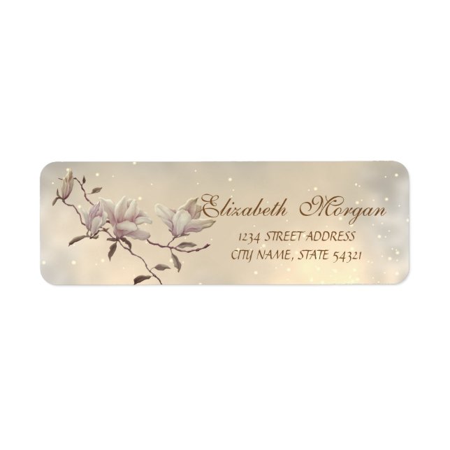 Etiqueta Elegante Chic Moderno Dirección Magnolia (Frente)